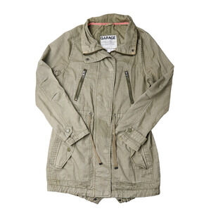 Garage Women’s Jacket Small Olive Green Utility Military Style‎ Full Zip Pockets